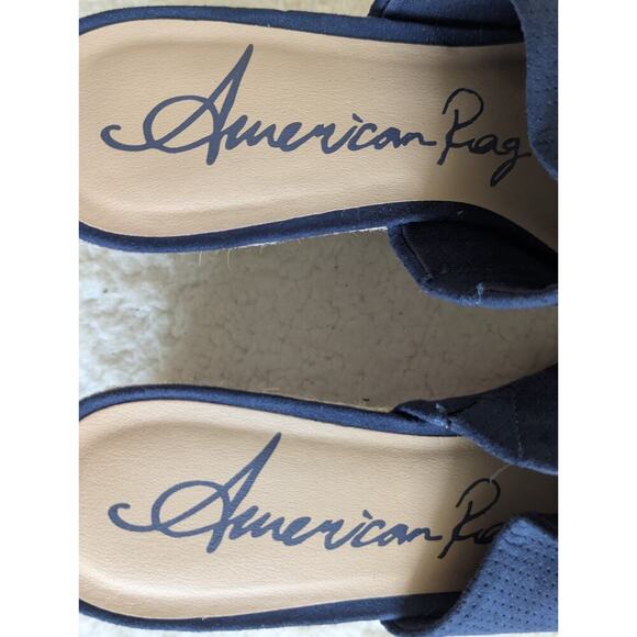 American Rag Womens Shira Peep Toe Special Occasion Platform Sandals Navy 8M - Picture 7 of 9